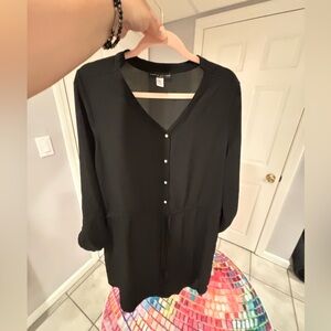 Elegant Black Button-Up Dress